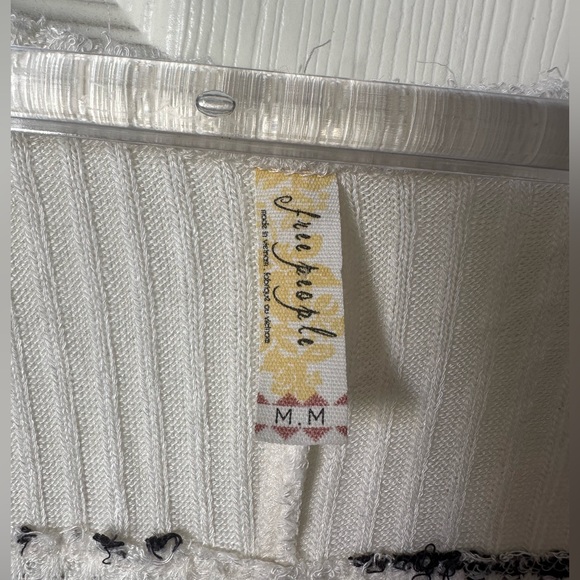 Free People Oversized Striped Sweater Women’s Medium Off White and Navy Blue - Picture 10 of 16